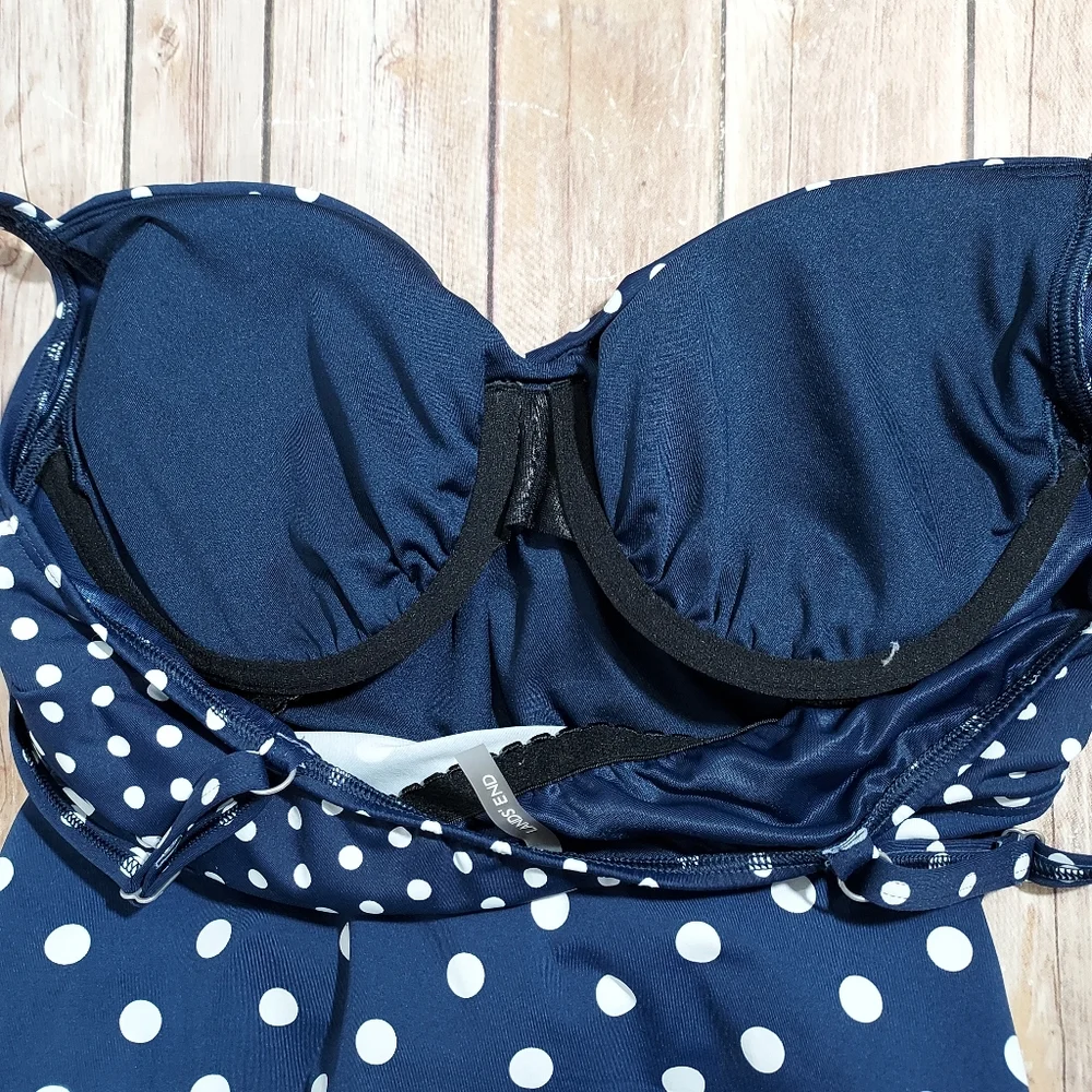 Lands End blue polka dot tankini top 10